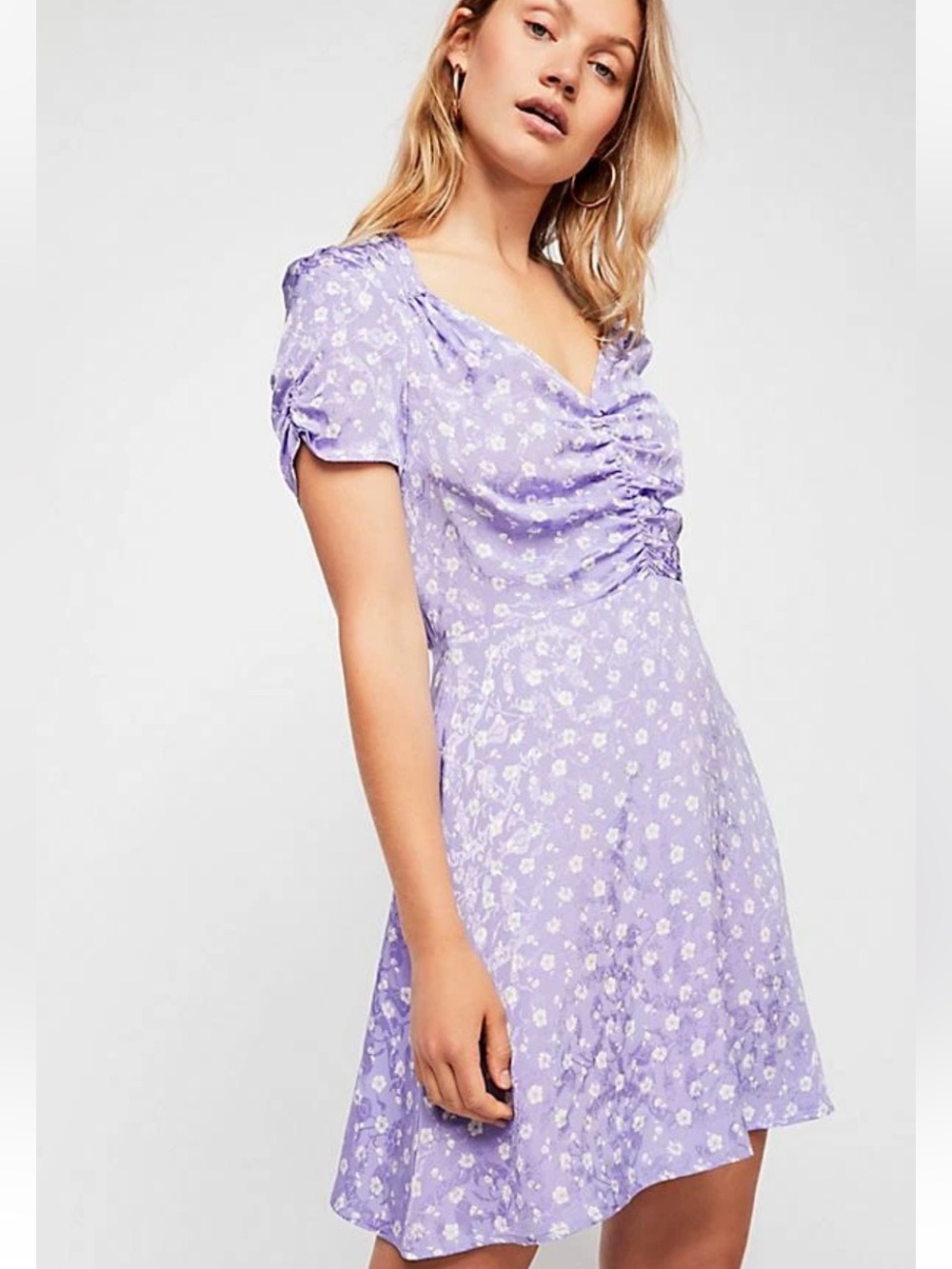 Free People Lilac Floral Jacquard Dress (003) - Picture 4 of 8